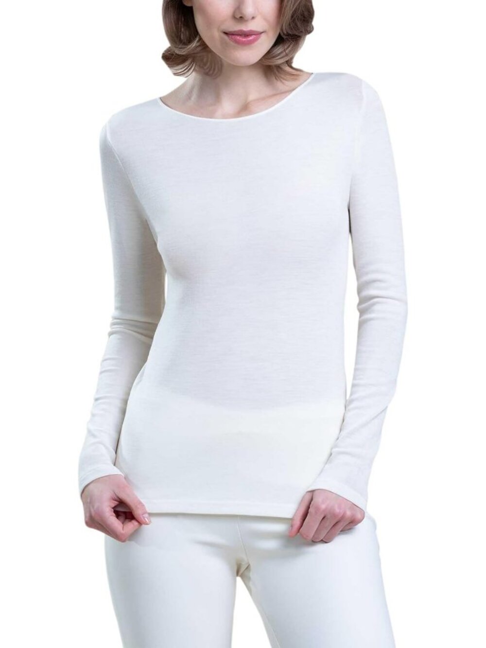 Luxury Merino Wool Silk Women's Long Sleeve T-Shirt - Made in Italy, Soft